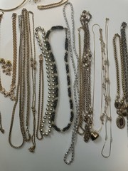 Vintage Costume Jewelry Lot 12 Pairs Earrings & 17 Necklaces Gold & Silver Tone