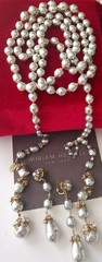 MIRIAM HASKELL 50’S SIGN 2PC S-GREY BAROQUE PEARL ICE CLEAR MONTÉE BRASS ACCENTS