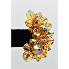 Laguna Vintage Clip On Crystal Earrings Citrine Climber Glam Signed 1950s A24