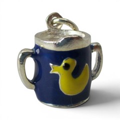 Sterling Silver Blue Sippy Cup Charm for Bracelet Its a Boy Gender Reveal Gift
