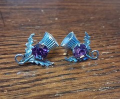 Vintage W.Bros Silver Thistle Screw Back Earrings See Pics/Description