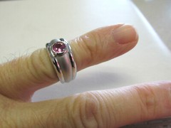 Unique Fancy Intense Pink Sapphire Ring 18k White Gold Size 5 MAKE OFFER