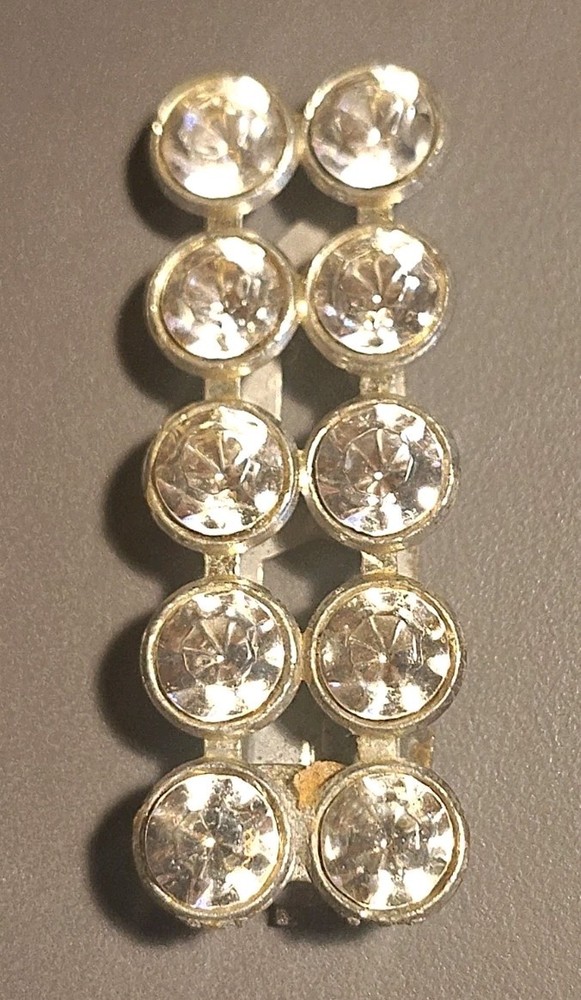 Vintage Rhinestone Dress Clip Silver Tone 1 7/8 inch