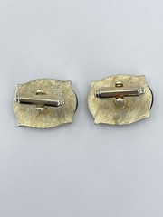 Vintage Black Onyx mens cufflinks oval gold tone bullet back 7/8″