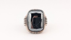 Vintage Sterling Silver Ring Hematite Stone Cracked Broken Size 11.25