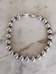 Vintage Sterling Silver 925 Beaded Ball Bracelet – 7″, 13g Lobster Claw Clasp