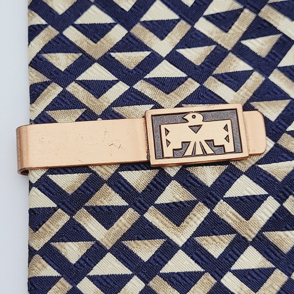 Thunderbird Southwestern Art Native American Symbol Copper Tie Bar Clip Clasp