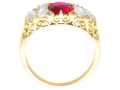 1.00Ct Burmese Ruby and 0.80Ct Diamond 18k Yellow Gold Dress Ring Circa 1930