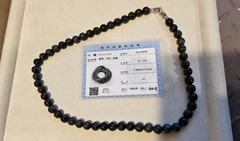 Rare Omphacite Certified Burma Grade A Jadeite Black Charcoal Bead Necklace 9 mm