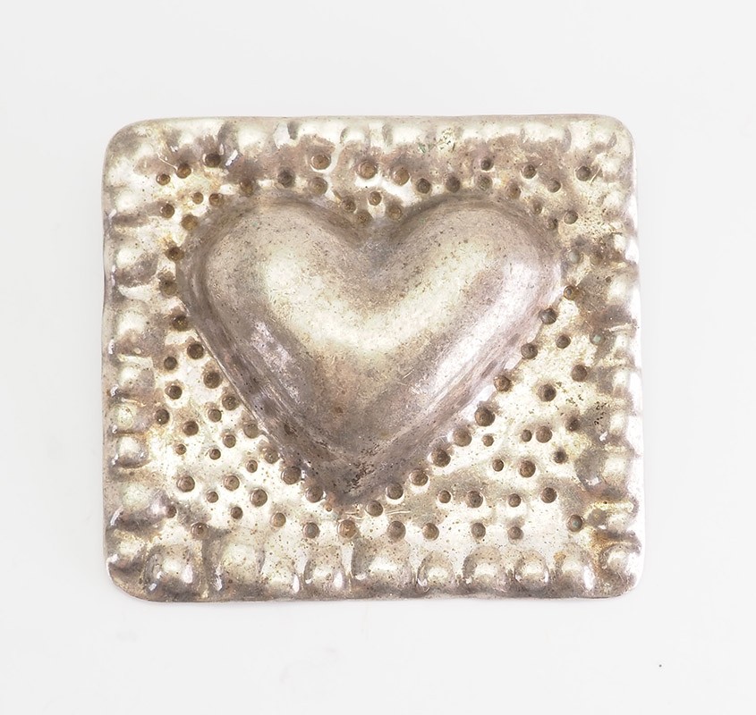 One of a kind artisan sterling silver heart relief modern pendant by Alissa