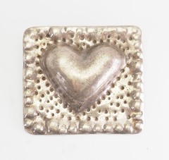 One of a kind artisan sterling silver heart relief modern pendant by Alissa