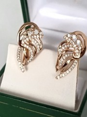 Vintage 1990-s 14 Ct Rolled Gold Zircons Earrings-Hallmarked 585 RG
