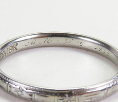Antique Art Deco Wedding Band 18KW Ring Size 6 UK-L1/2 2.38 MM Wide dtd 1952