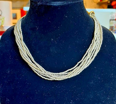 Vintage GIVENCHY signed 7-Strand Gold Tone Beaded 19″ Choker Necklace!