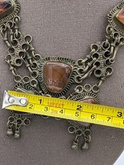 Vintage Semi Precious Stones Metal Choker Necklace