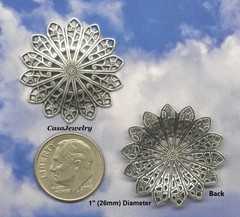 #0031 ANTIQUED STERLING SILVER PLATED DAPPED FILIGREE COMPONENT/CONNECTOR – 4 Pc