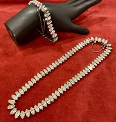 VTG MARQUISE CUT PRONG SET TENNIS 15” NECKLACE & MATCHING TENNIS BRACELET 7”