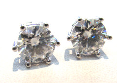 3.00 ct Each Moissanite Stud Earrings 9mm 6 Prong .925 SS Make Offer