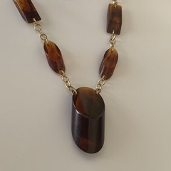 Vintage Lucite beaded 3D Pendant Necklace 36″ Long MCM