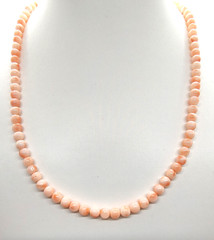 Vintage Lucoral 18″ Angel Skin Coral 3.42 MM Bead Necklace!