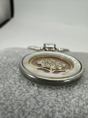 ESTER MOTHER PEARL 14K GOLD ACCENTS JANUARY FLOWER CARNATION 925 SILVER NECKLACE