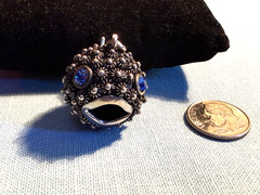 VTG MEXICO CUERA. R.D. EAGLE 17 CANNETILLE FLOWER OPEN MOUTH PUFFER FISH PENDANT