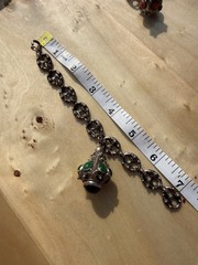 Vtg 800 Silver Etruscan Mariner Link Bracelet Green Tourmaline Lantern 28g 7″