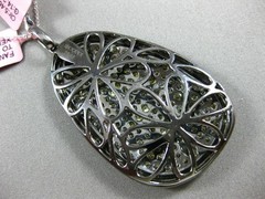 ESTATE X LARGE GIA 2.46CT FANCY INTENSE YELLOW DIAMOND 18K BLACK GOLD 3D PENDANT