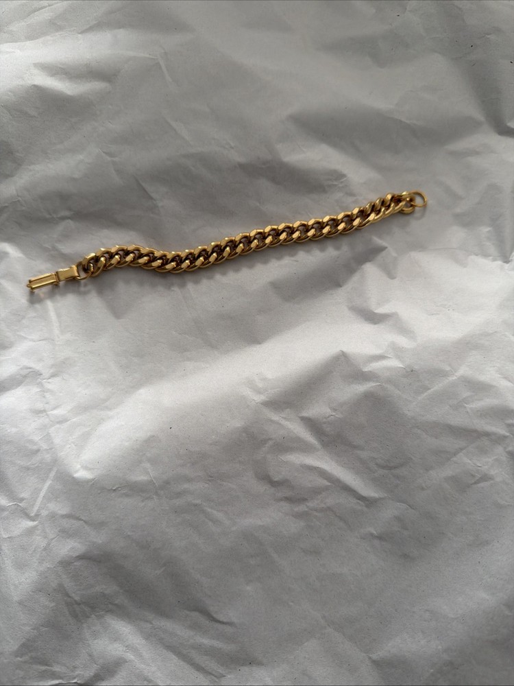 Vintage New Old Stock 7.5” 9mm Gold Plated Curb Link Bracelet