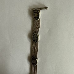 VTG Turkish Niello Sterling Silver Bracelet, Box Clasp 7” long