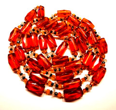 VINTAGE CZECH GLASS HUGE BEAD 56 IN LONG NECKLACE