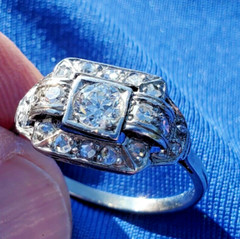 NATURAL EARTH MINED DIAMOND Original Antique Engagement Ring Deco Solitaire 14K