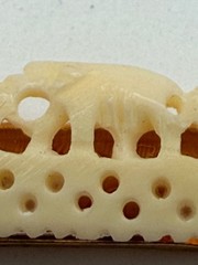 Vintage Paul-Lin Faux Ivory Elephant Bar Tie Carved Celluloid Look