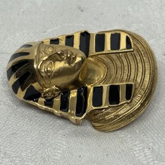 Vintage Signed Erwin Pearl Gold Enamel King Tut Egyptian Revival Brooch Pendant