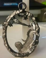 MaryBee Jewelry: 2 1/4″ Handpainted Black Fantasy Nude Pendant 12-01-2020 (A)