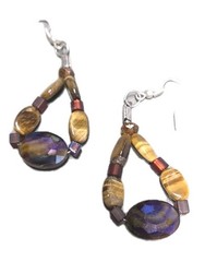Vintage, Golden Tigers Eye & Aubergine Beaded Jewelry Set (1262)
