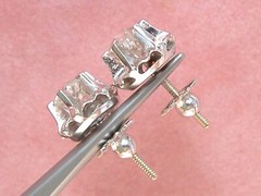 ANTIQUE 1.35ctw MINE DIAMOND PLATINUM BALLERINA SETTING 10 mm STUD EARRINGS 1930