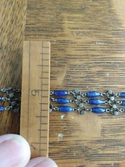 Antique Art Deco Sterling Silver Bracelet 7 Inches Blue Czech Glass