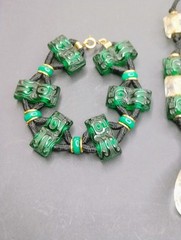 Antique 1920’s France Oreum Metal And Glass Necklace & Bracelet Set