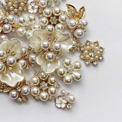 22 Pieces Pearl Rhinestone Buttons Rhinestone Faux Pearl Embellishments Pearl Br