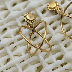 Vintage P&B 14K Yellow Gold Filled Dangle Earrings Circle Cage Open Work 17mm