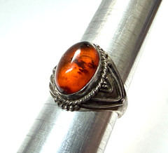 Vintage 925 Sterling Silver Baltic Amber Ring – Size 5.25