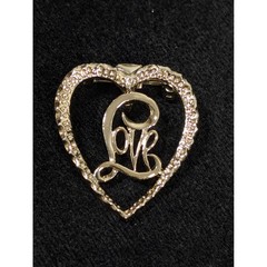 Vintage Gerry’s Gold Tone Love Heart Brooch Pin Rhinestone Accent Signed