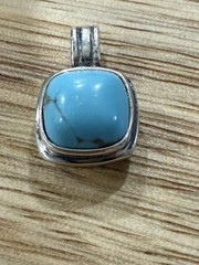 A Simple Square Turquoise Pendant Sterling silver New 0.5” X0.5” Mexico