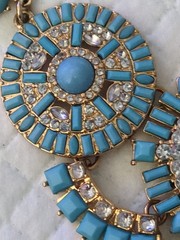 Zad Atlantis Turquoise Gold Tone Statement Bib Necklace Boho Chic.
