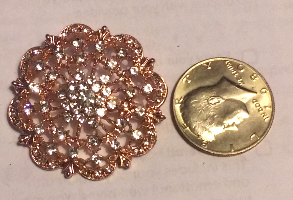 Vintage C-Clamp Beautiful Gold Toned With Rhinestones Brooch