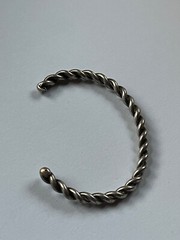 Vintage Twist Nonmagnetic Silver Cuff Bangle Bracelet – 2.25 inches in diameter