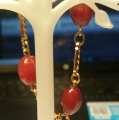 MaryBee Jewelry: 7 1/2″ Gold Tone Stone Carnelian? Bracelet 01-01-2021 (B)