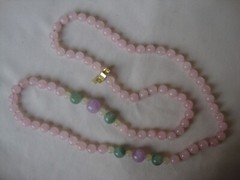 VINTAGE 12mm AMETHYST 10mm AVENTURINE JADE 8mm ROSE QUARTZ ENDLESS BEAD NECKLACE