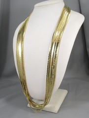 Vintage Gold Tone 10 Chains 24″Long Fold Over Clasp Fashion Necklace 802